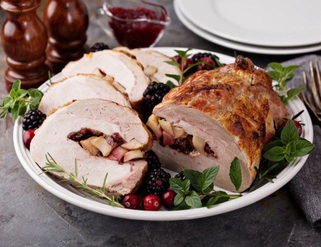 Rolled Pork Roast With Apple & Cranberry Stuffing Recipe 